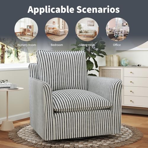 INZOY Swivel Accent Square Chair with Thick Padded Backrest Cushion, Swivel R...