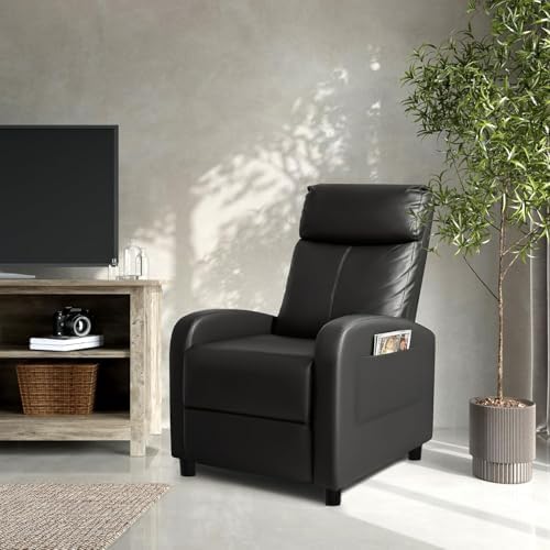 Homall Recliner Chair, Recliner Sofa Leather for Adults Dark Black Recliner