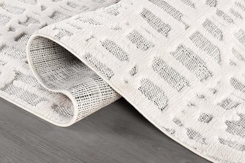 Beverly Rug Micro Loop Area Rug Gray/White 8x10 Abstract Modern Luxury Irregu...