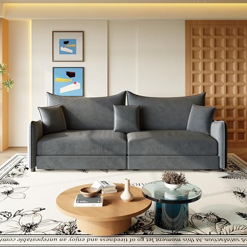 KEIKI 81.9" 3-in-1 Convertible Sofa Bed, Modern Velvet Sleeper Couch wit...