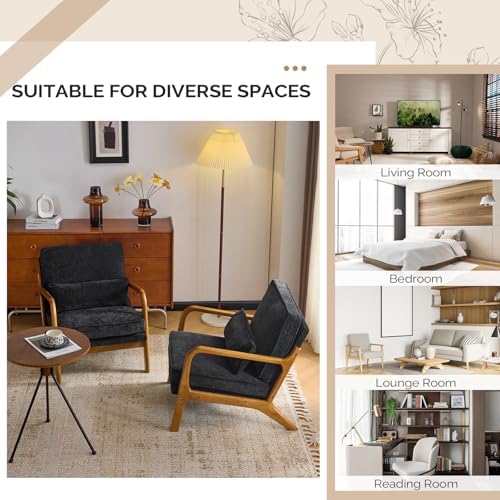 VINGLI Chenille Mid-Century Modern Accent Chair, Cute Reading Arm Chair with ...
