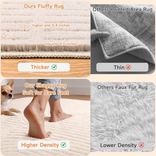 HEBE 8x10 Area Rugs for Living Room,Washable Non Slip Textured Bedroom Rug