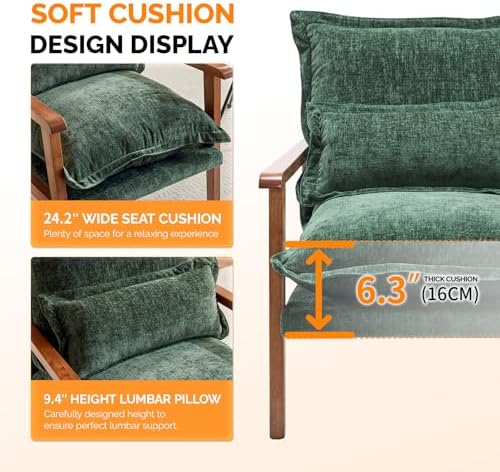 VINGLI Mid-Century Modern Cloud Accent Armchairs set of 2 with Lumbar Pillow,...