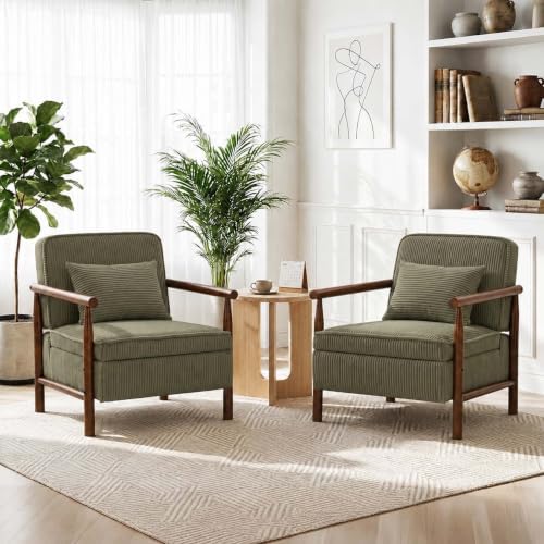 HRVEOCEI Green Accent Chair with Storage for Small Spaces (Green)