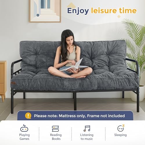 MAXYOYO 6" Futon Mattress Full Size, Tufted Futon Bed (Frame Not Included)