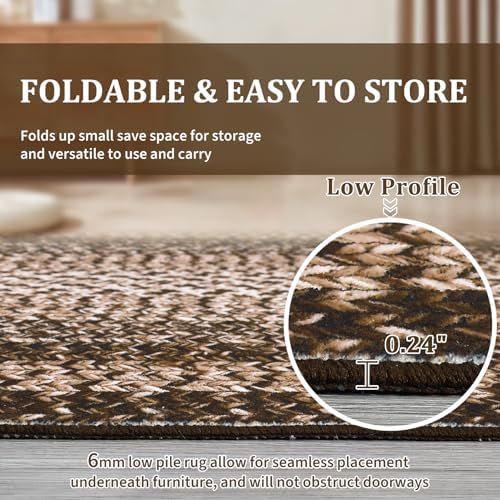 RUGSREAL 8x10 Washable Area Rug for Living Room with Rubber Backing