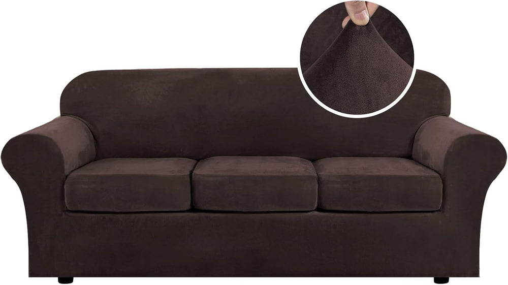 H.VERSAILTEX Modern Velvet Plush 4 Piece High Stretch Sofa Slipcover Sofa Cov...