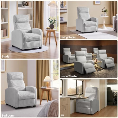 Yaheetech Recliner Chair with 3 Adjustable Angles Armchair Light Gray