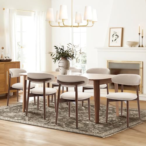 COLAMY Wooden Dining Chairs Set of 2, Upholstered Kitchen Side Chair, Beige