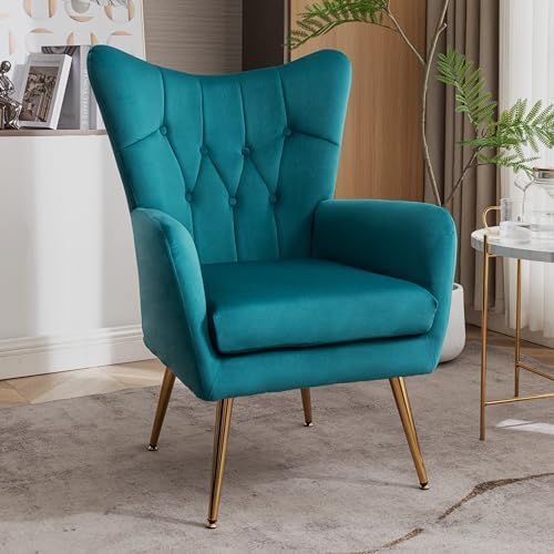 Container Furniture Direct Modern Chic Mid-Century Velvet Accent Armchair for...