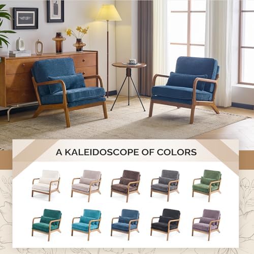 VINGLI Chenille Mid-Century Modern Accent Chair Set of 2, Cute Reading Arm Ch...