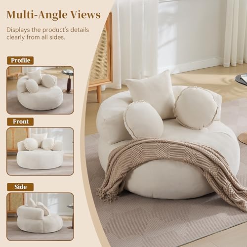 WUTUTUEE Round Oversized Chair Floor Sofa Chair, Chenille Compressed Circle C...