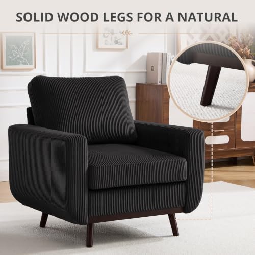 Accent Chair for Bedroom,Reading Chair with Deep Seat,Corduroy Armchair with ...