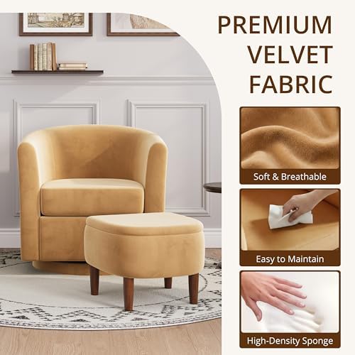 360° Swivel Accent Chair with Storage Ottoman Set of 2