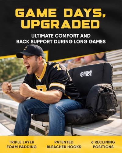 BRAWNTIDE Stadium Seat for Bleachers with Back Support - 3" Foam Cushion