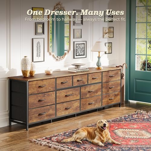 Huuger 70 Inch Long Dresser for Bedroom, TV Stand for 65, 75, 80 Inch TV