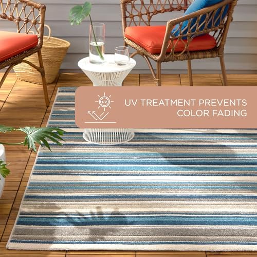 TOWN & COUNTRY EVERYDAY Rio Multicolor Stripe Indoor Outdoor Area Rug, UV...