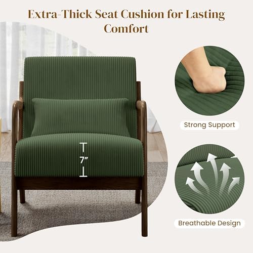 Yaheetech Accent Chair for Living Room, Corduroy Mid Century Modern Reading A...