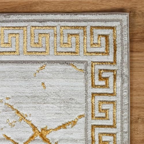 GLORY RUGS Area Rugs Marble 5X7 Cream Gold Carpet Modern Abstract Rug Living ...