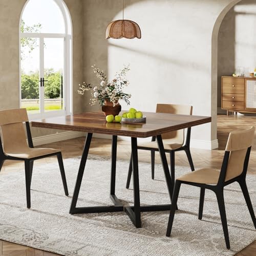 Tribesigns Square Dining Table for 2, 31.5" Industrial Dinner Table with...