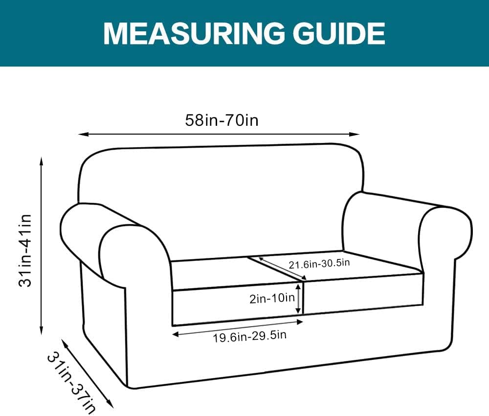Turquoize 3 Piece Sofa Covers for 2 Cushion Couch Sofa Slipcover Soft Couch C...