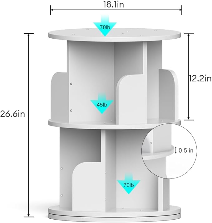 Nidouillet Rotating Bookshelf, Revolving Bookcase 360 Display Round Bookshelf...