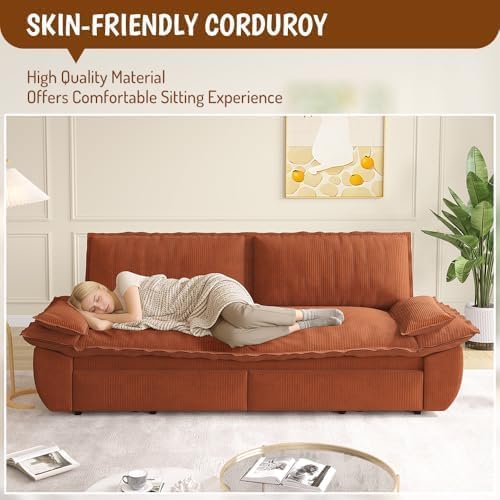 73.2" Sofa Bed Queen, 3-in-1 Pull Out Sofa Bed with Pillow Armrest, Mode...
