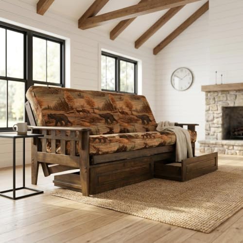 Kodiak Tucson Wood Futon with Mattress Included, Futon Sofa Bed with Storage ...