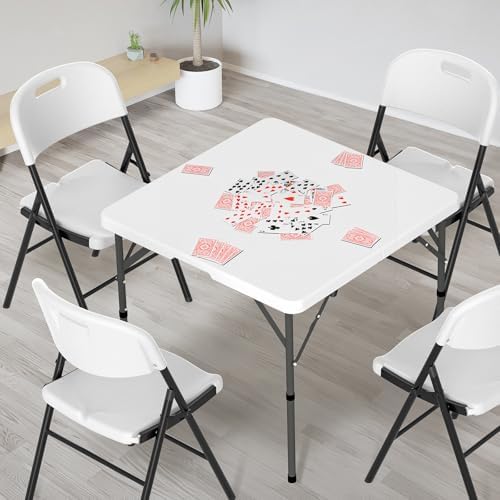 VINGLI 34" Fold in Half Square Table, Bi-Folding Commercial Portable Pla...