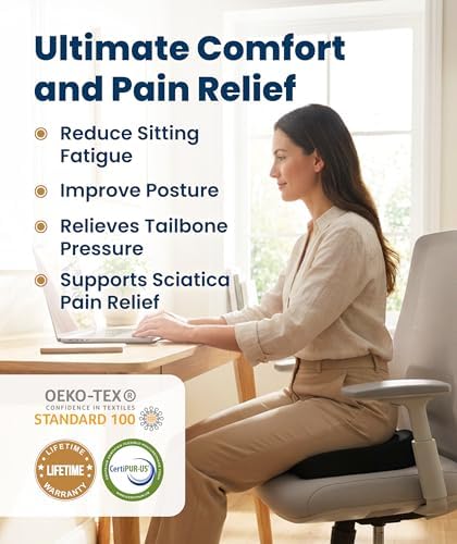 Everlasting Comfort Doctor Recommended Memory Foam Seat Cushion for Office Ch...