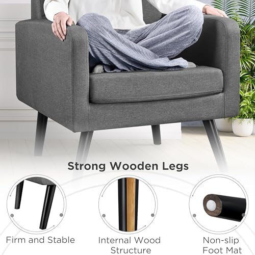 Yaheetech Mid Century Accent Chair Living Room Chair Dark Gray