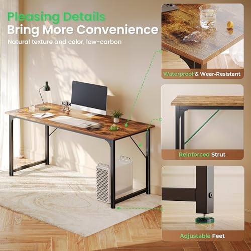 Huuger Computer Desk, 55 Inch Home Office Desk, Gaming Writing Work from Home...