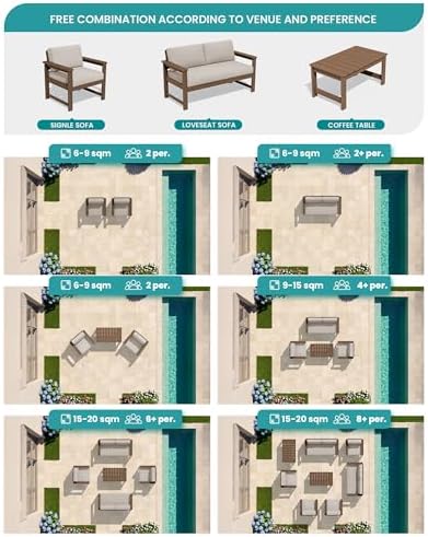 SERWALL 2 Pieces HDPE Cushioned Single Adirondack Armchair Sofa Set