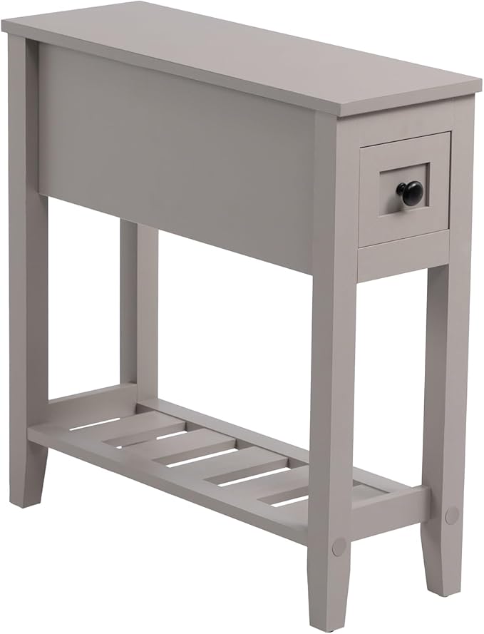Gery 2 Pack Chairside Narrow End Table with Drawer, Solid Recliner Side Table...