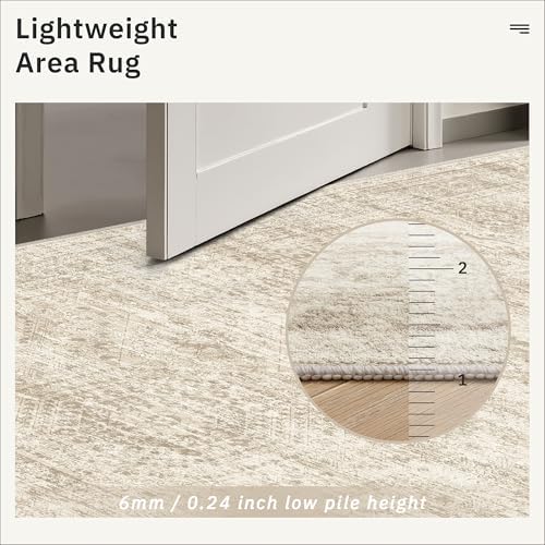 Soalmost 10x14 Area Rugs for Living Room Washable Rug Non-Slip Beige