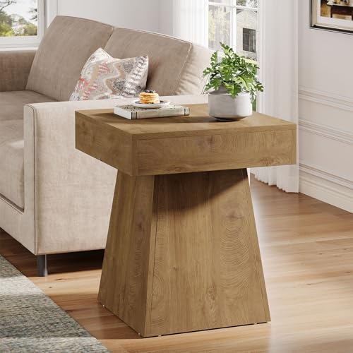 Tribesigns Small End Table Set of 2, Rustic Square Side Table with Wide Base,...