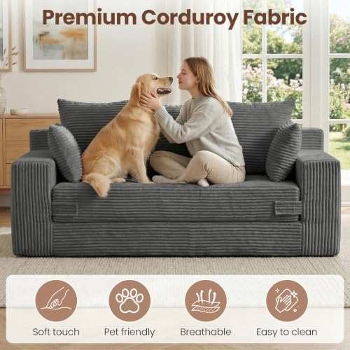 JUIKURY Boneless Couch 70 inch: 3-in-1 Convertible Sofa Bed Futon Couch Bed, ...