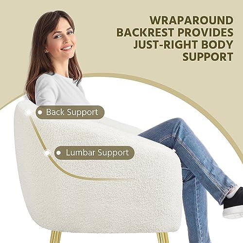 Yaheetech Barrel Accent Chair, Modern Cozy Vanity Chair, Ivory
