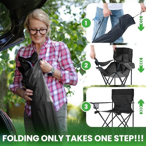2 Pack Portable Camping Chairs Folding Lawn Chair Outdoor Lightweight Beach C...