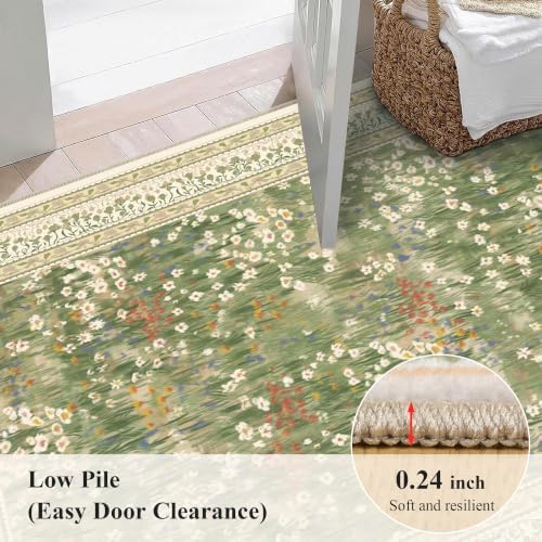 HelloTree 4 ft Round Floral Vintage Boho Area Rug