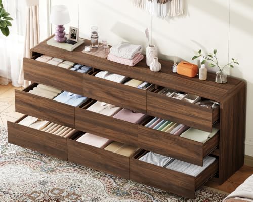 TEENFON 9 Drawer Dresser for Bedroom, 63" Wide Dressers & Chest of D...