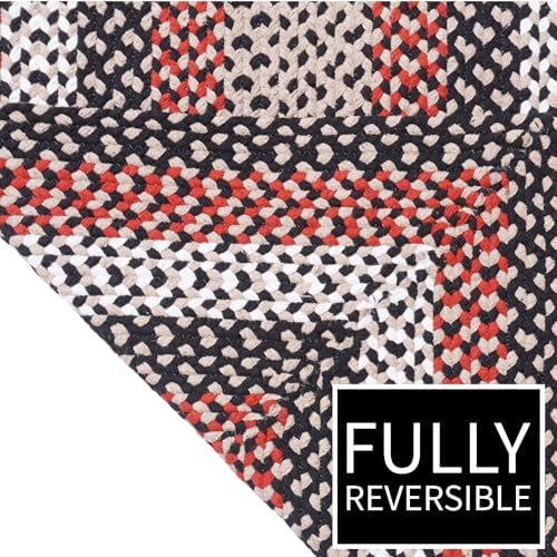 Super Area Rugs 7x9 Black - Red - Brown/Red Oval Large Braided Rug for Farmho...
