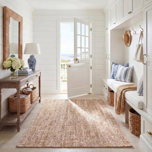 SAFAVIEH Natural Fiber Area Rug 4x6, Jute Knotted Natural & Ivory NF447N