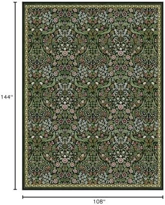Moynesa Vintage Floral 9x12 Area Rugs, Green Washable Rugs for Living Room