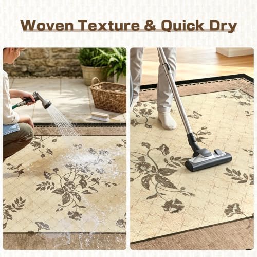 DweIke Easy Jute Outdoor Patio Rug, 4x6 Washable Rugs for Entryway Indoor Liv...