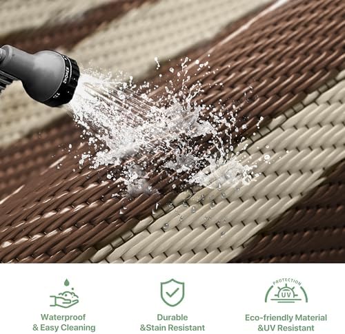 GENIMO Outdoor Rug, Waterproof Plastic Rugs 10'x14' for Camping Coffee