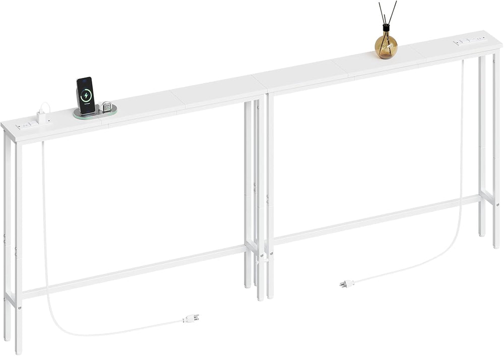 ELYKEN 2 Pack 5.9" Narrow Console Sofa Table with Power Outlets, Total 7...