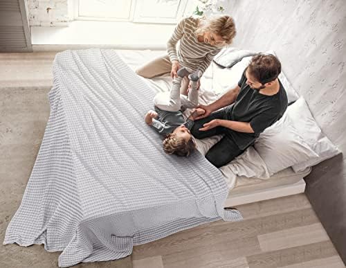 Utopia Bedding 100% Cotton Waffle Blanket Queen Size Silver, 90x90 Inch