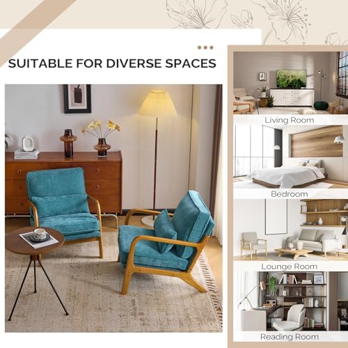 VINGLI Chenille Mid-Century Modern Accent Chair, Cute Reading Arm Chair with ...