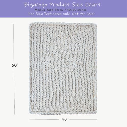 Bigacogo Chunky Knit Throw Blanket for Couch, 40x60 inches, Beige